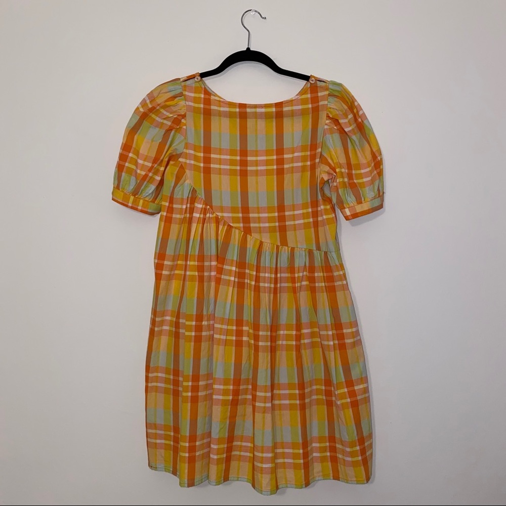 Urban Outfitters Orange Plaid Babydoll Dress - Picture 8 of 12